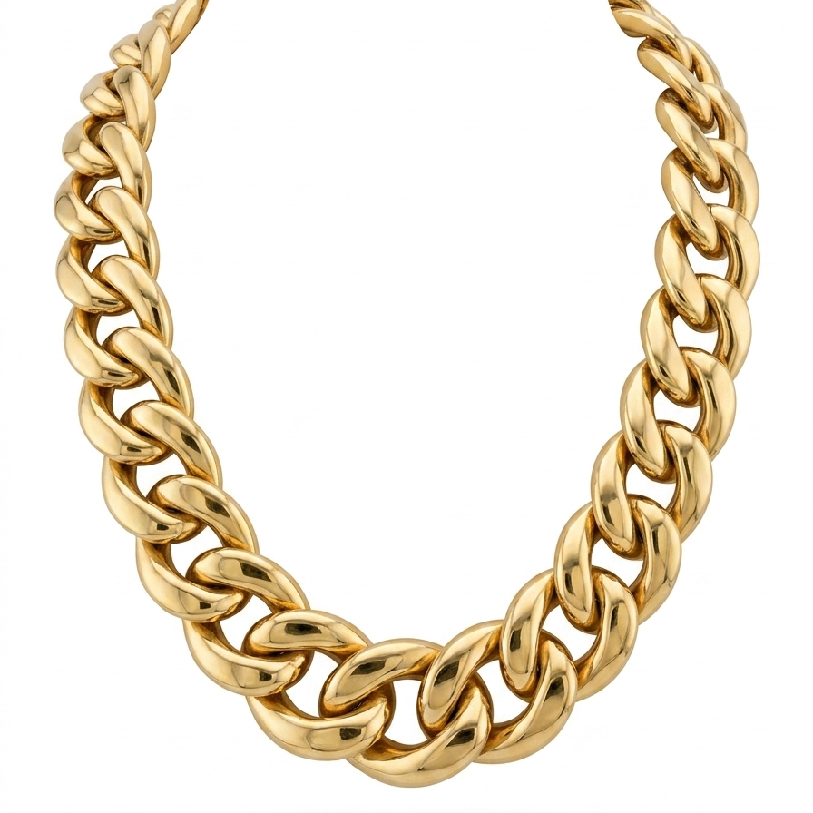 18K Graduated Curb Link Necklace
